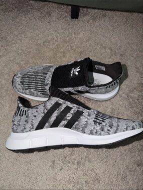 adidas Gray & Black Slip-On Knit Sneakers